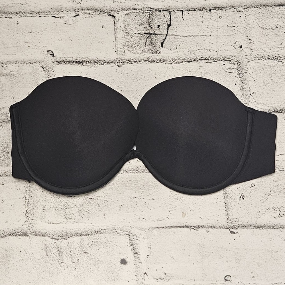 La Senza Strapless Bra 34D Black Underwire Push Up